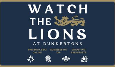 Watch the Lions at Dunkertons event poster