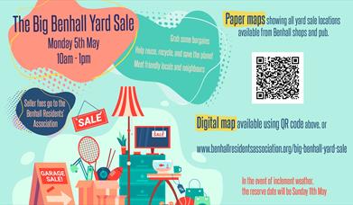 A graphic of a yard sale