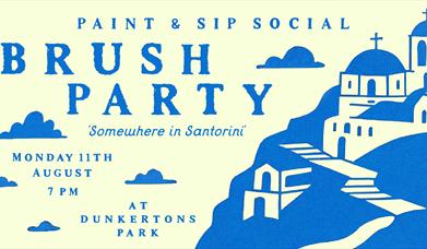 Brush party paint & sip social 'Somewhere in Santorini' poster