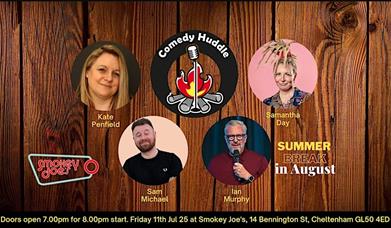 Comedy Huddle at Smokey Joe's lineup poster