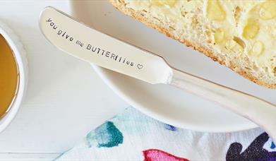 Engraved silver butter knife
