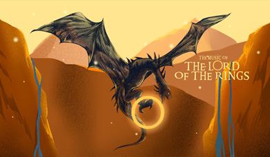 A graphic of a winged dragon-like creature from the Lord of the Rings universe