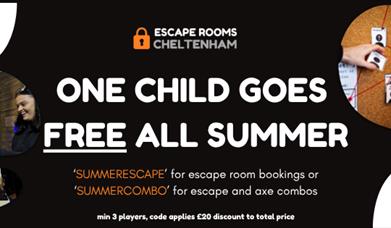One Child Free All Summer at Escape Rooms Cheltenham